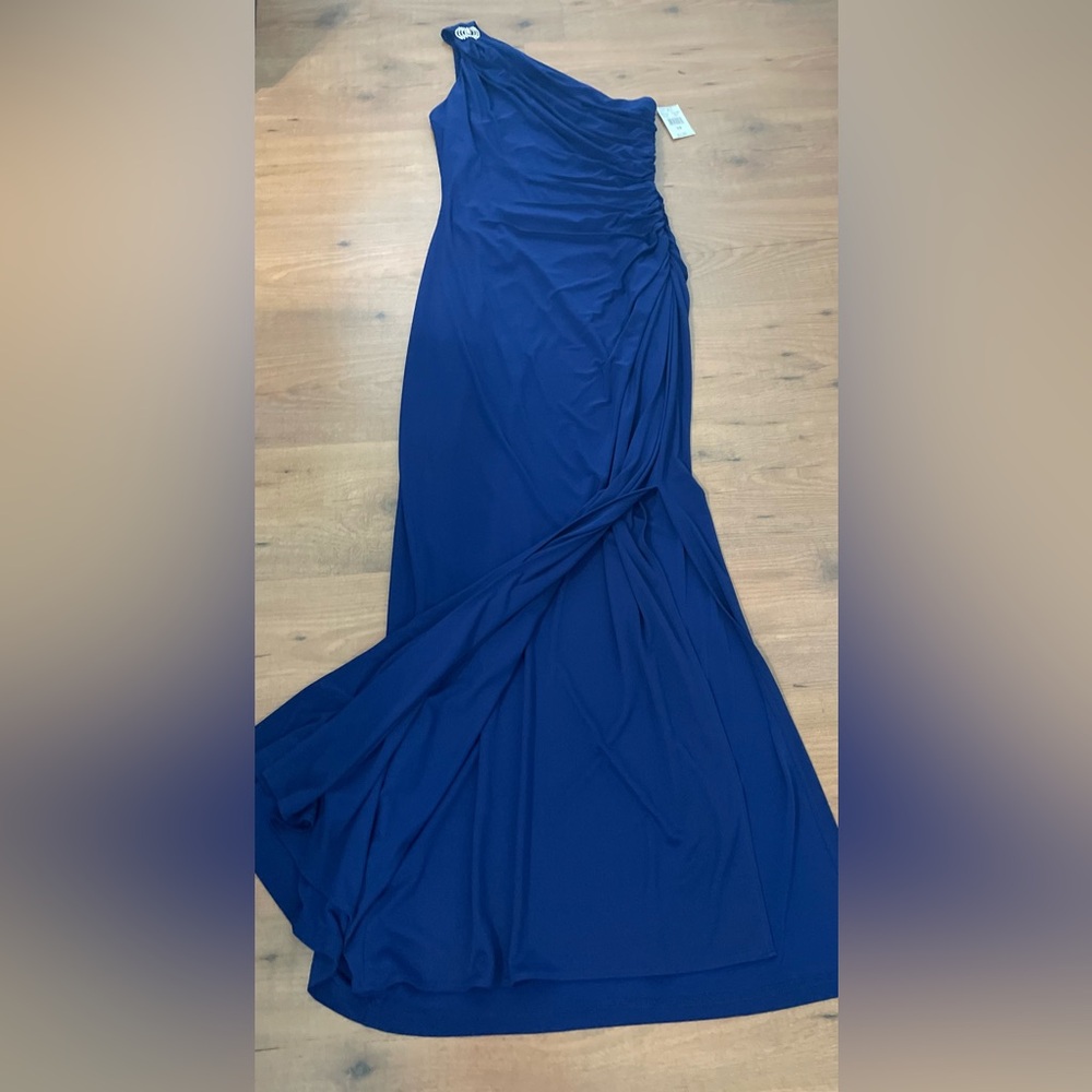New Dj-Jaz Draped One-Shoulder Gown Dress * Color: Blue * Size: 10
